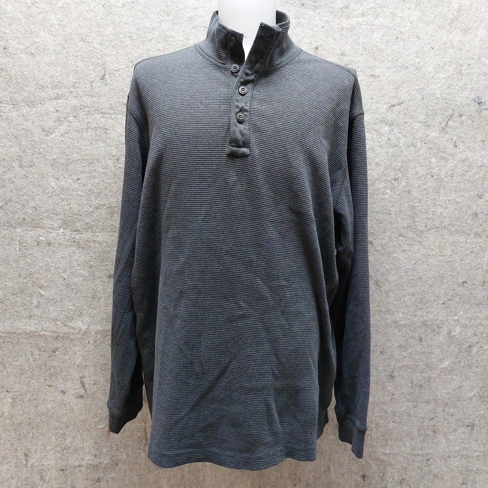 Duluth Trading Co Henley Men's Waffle Knit Pullover XL Gray Long Sleeve Workwear